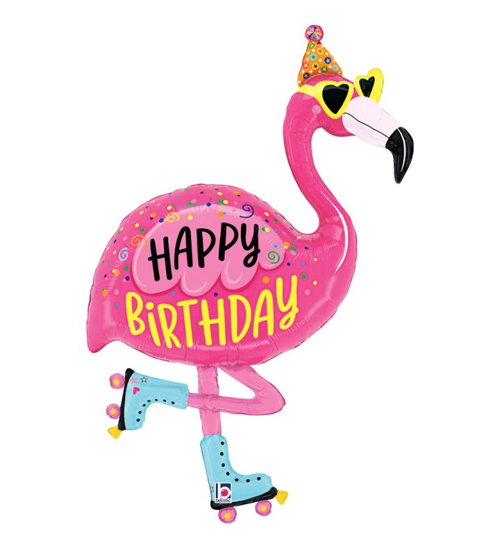 42" Betallic Flamingo Birthday Foil Balloon