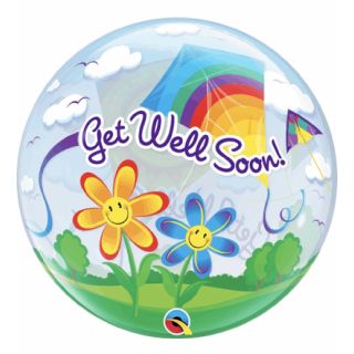 22" Deco Bubble Get Well Soon Kites Balloon