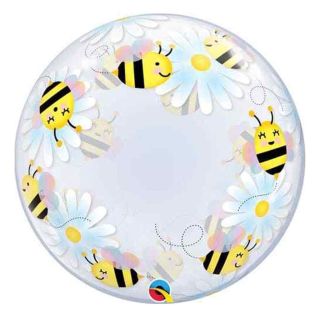 24" Deco Bubble Bees and Flowers Balloon