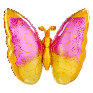 25inch-pink---yellow-butterfly-supershape-foil-balloon