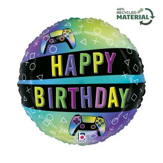 18" Gaming Hapoy Birthday Vivid Betallic Foil Balloon