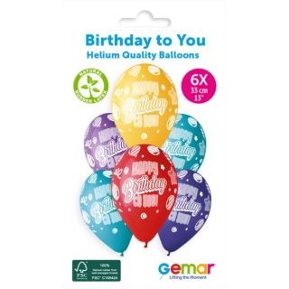 13" Gemar Happy Birthday to You 6pcs