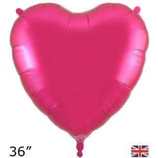 36" Oaktree Heart Fuchsia Foil Balloon