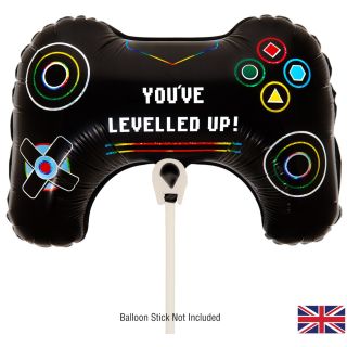 Mini Game Controller Black Holographic Foil Balloon