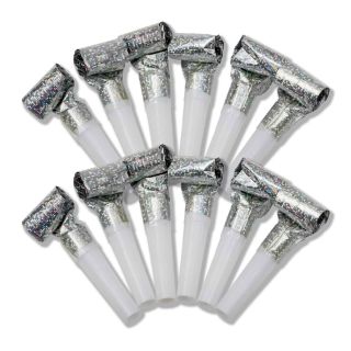 Party Blowers Holographic Silver 10 pack