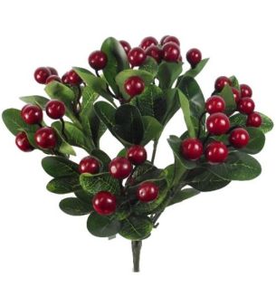 38cm LARGE BERRY BUSH DARK RED
