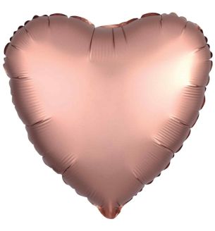 17" Amscan Heart Silk Lustre Rose Copper Foil Balloon
