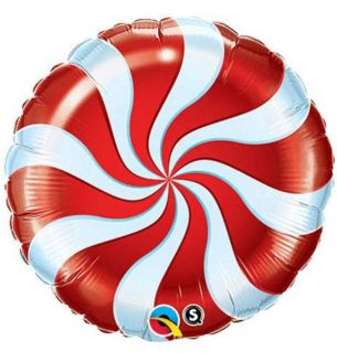 18" Candy Red & White Swirl Foil Balloon