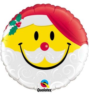 18" Emoji Smile Santa Round Foil Balloon