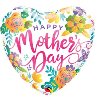 18" Happy Mother's Day Flowers Heart Foil Balloon