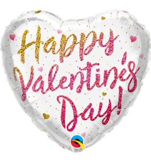 18" Happy Valentine's Day Holographic Heart Foil Balloon