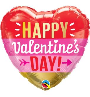 18" Happy Valentine's Day Stripe Heart Foil Balloon