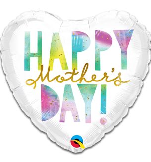 18" Happy Mother's Day Watercolour Heart Foil Balloon