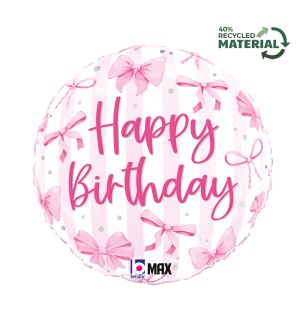 18" Pretty Pink Bow Birthday Foil Balloon