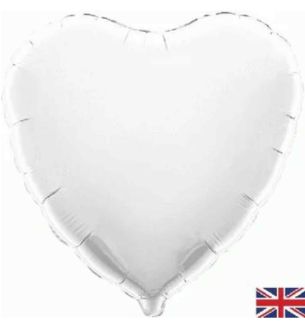 18" White Heart Oaktree Unpackaged Foil Balloon
