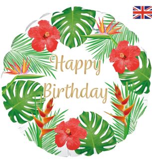18" Happy Birthday Tropical Foil Balloon