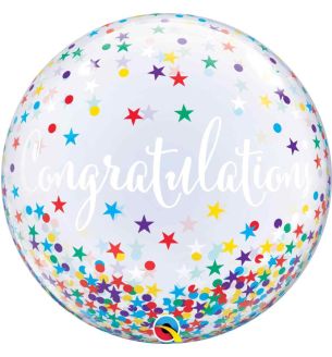 22" Congratulations Confetti Stars Bubble Balloon