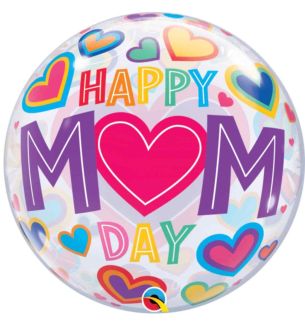 22" Happy Mum Day Hearts Bubble Balloon