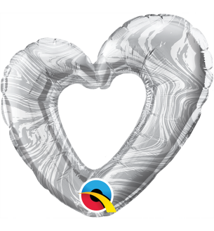 Mini Qualatex Marble Silver Heart  Foil Balloon 