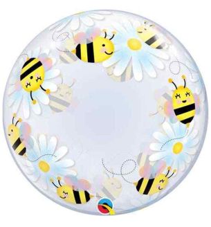 24" Deco Bubble Bees and Flowers Balloon