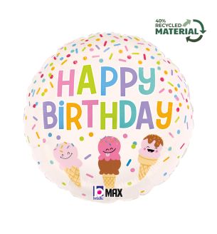 18"  Happy Birthday Ice Cream Foil Balloon