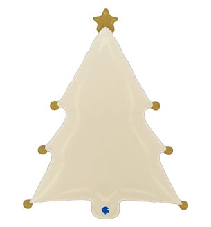 27" Cream Christmas Tree Foil Balloon 