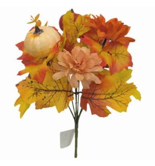 30cm Autumn Pumpkin Mixed Bush Orange