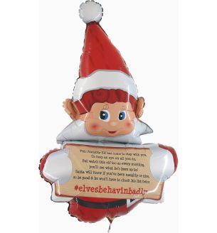 34" Elf Behavin Badley Message Shaped Foil Balloon
