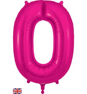 34" New Pink Number 0 Oaktree Foil Balloon