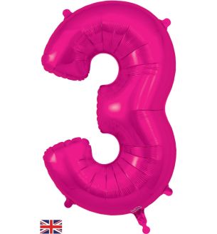 34" New Pink Number 3 Oaktree Foil Balloon