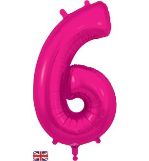 34" New Pink Number 6 Oaktree Foil Balloon