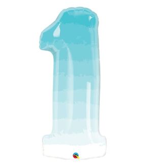 34" Number One Blue Ombre Foil Balloon