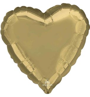 17" White Gold Heart Anagram Foil Balloon Packaged