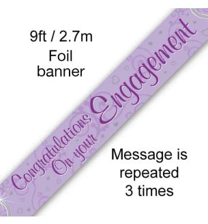 9ft Oaktree Congratulations On Your Engagement Lilac Foil Banner