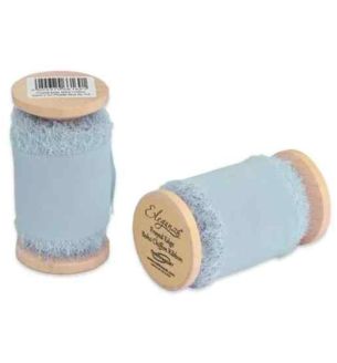 Eleganza Frayed Edge Boho Chiffon Powder Blue  50mm x 5m