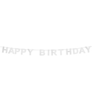Cardboard Silver Glitter Letter Banner 'Happy Birthday' 2.0m