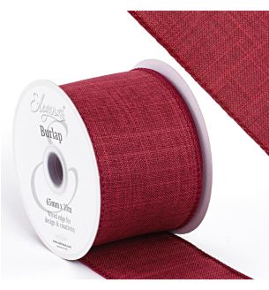 Eleganza Finesse Wire Edge Burlap Burgundy 63mm x 10m