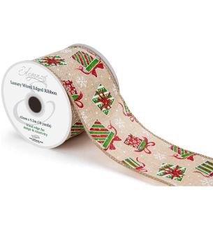 Eleganza Luxury Wired Edge Ribbon Christmas Shimmering Presents No.472 63mm x 9.1m