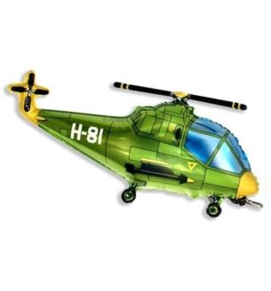 38" Flexmetal Helicopter Green Foil Balloon