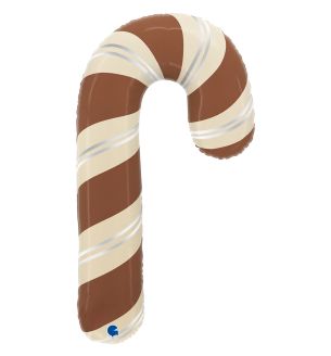 35" Chocolate Swirl Candy Cane Foil Balloon