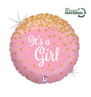 18" It's A Girl Pink and Gold Foil Balloon