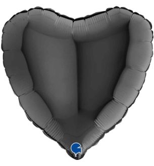 18" Grabo Heart Black Foil Balloon Packaged