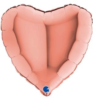 18" Grabo Heart Rose Gold Foil Balloon Packaged