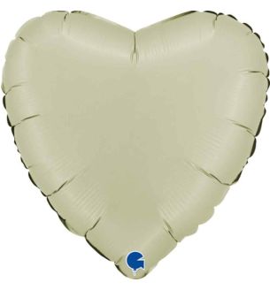 18" Grabo Heart Satin Olive Green Foil Balloon Packaged