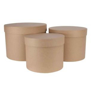 Hat Box Kraft Set of 3 - Largest D19cm x H14.4cm