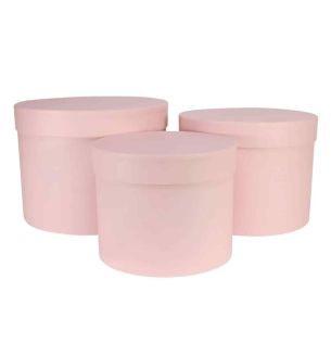 Hat Box Pale Pink Set of 3 - Largest D19cm x H14.4cm