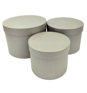 Hat Box Silver Set of 3 Largest D20cm x H14.5cm