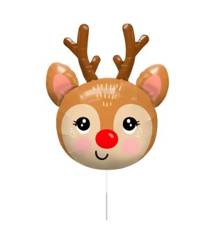 Mini Reindeer Head Christmas Foil Balloon