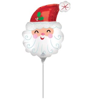 Mini Santa Head Christmas Foil Balloon