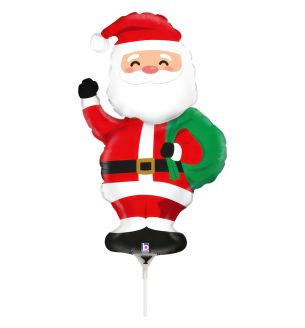 Mini Santa Standing with Gift Sack Foil Balloon